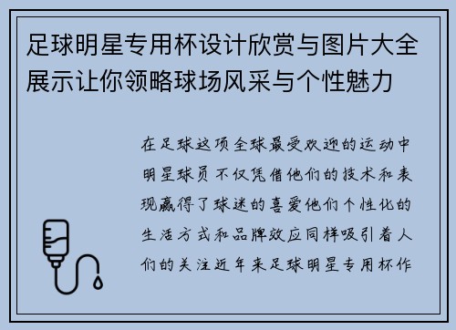 足球明星专用杯设计欣赏与图片大全展示让你领略球场风采与个性魅力